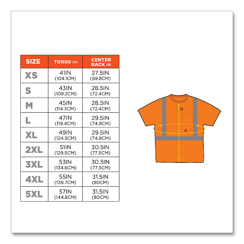 ergodyne GloWear 8289 Class 2 Hi-Vis T-Shirt, Polyester, Orange, 5X-Large (EGO21519)