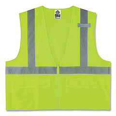 ergodyne GloWear 8225Z Class 2 Standard Solid Vest, Polyester, Lime, Small/Medium (EGO21163)