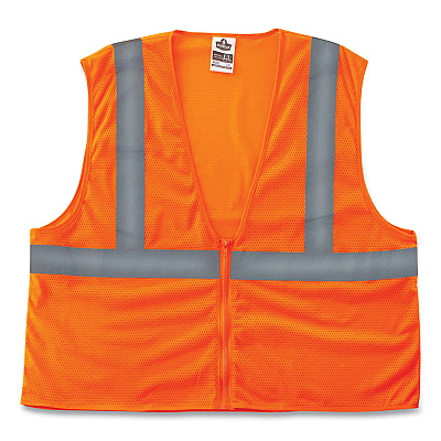 ergodyne GloWear 8205Z Class 2 Super Economy Mesh Vest, Polyester, Orange, 4X-Large/5X-Large (EGO20989)