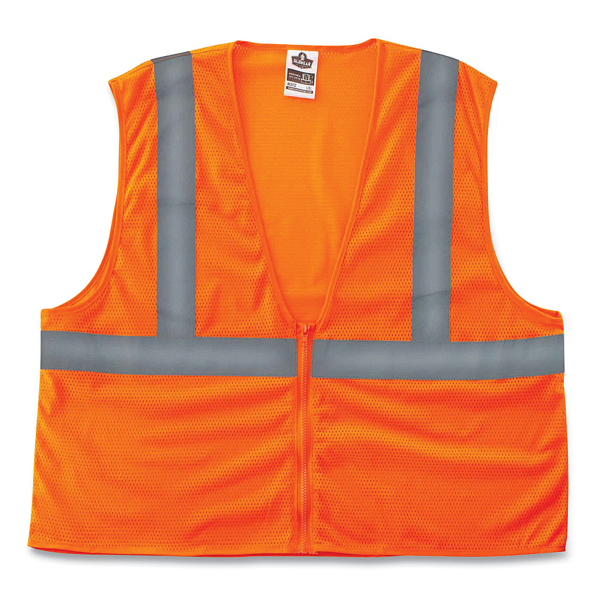 ergodyne GloWear 8205Z Class 2 Super Economy Mesh Vest, Polyester, Orange, 4X-Large/5X-Large (EGO20989)