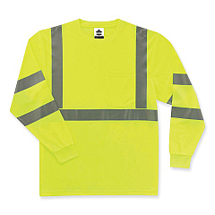 ergodyne GloWear 8391 Class 3 Hi-Vis Long Sleeve Shirt, Polyester, Lime, X-Large (EGO21705)
