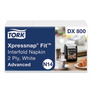 Tork Xpressnap Fit Interfold Dispenser Napkins, 2-Ply, 6.5 x 8.39, White, 120/Pack, 36 Packs/Carton (DX800)