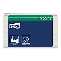 Tork Small Pack Foodservice Cloth, 1-Ply, 11.75 x 14.75, Unscented, White with Red Stripe, 50/Poly Pack, 4 Packs/Carton (TRK192291)