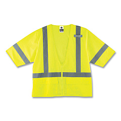ergodyne GloWear 8320Z Class 3 Standard Zipper Vest, Polyester, 2X-Large/3X-Large, Lime (EGO22127)