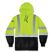 ergodyne GloWear 8373 Hi-Vis Class 3 Hooded Sweatshirt with Black Bottom, Polar Fleece, Lime, 3X-Large (EGO21887)