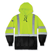 ergodyne GloWear 8373 Hi-Vis Class 3 Hooded Sweatshirt with Black Bottom, Polar Fleece, Lime, 5X-Large (EGO21889)