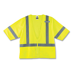 ergodyne GloWear 8320Z Class 3 Standard Zipper Vest, Polyester, Small/Medium, Lime (EGO22123)