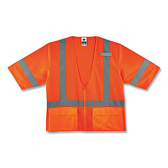 ergodyne GloWear 8320Z Class 3 Standard Zipper Vest, Polyester, 2X-Large/3X-Large, Orange (EGO22117)