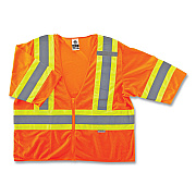 ergodyne GloWear 8330Z Class 3 Two-Tone Zipper Vest, Polyester, 2X-Large/3X-Large, Orange (EGO22177)