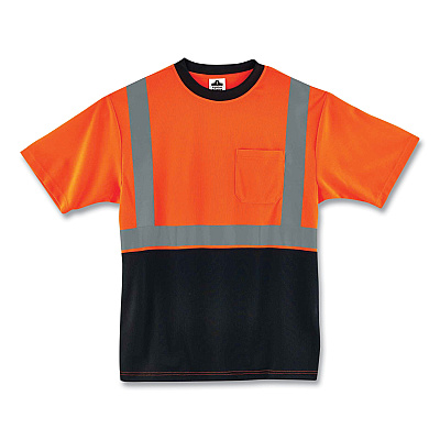 ergodyne GloWear 8289BK Class 2 Hi-Vis T-Shirt with Black Bottom, Small, Orange (EGO22512)