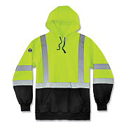 ergodyne GloWear 8373 Hi-Vis Class 3 Hooded Sweatshirt with  Black Bottom, Polar Fleece, Lime, X-Large (EGO21885)