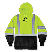 ergodyne GloWear 8373 Hi-Vis Class 3 Hooded Sweatshirt with Black Bottom, Polar Fleece, Lime, Medium (EGO21883)