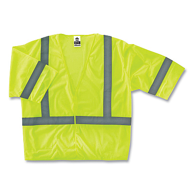 ergodyne GloWear 8310HL Class 3 Economy Hook and Loop Vest, Polyester, 4X-Large/5X-Large, Lime (EGO22029)
