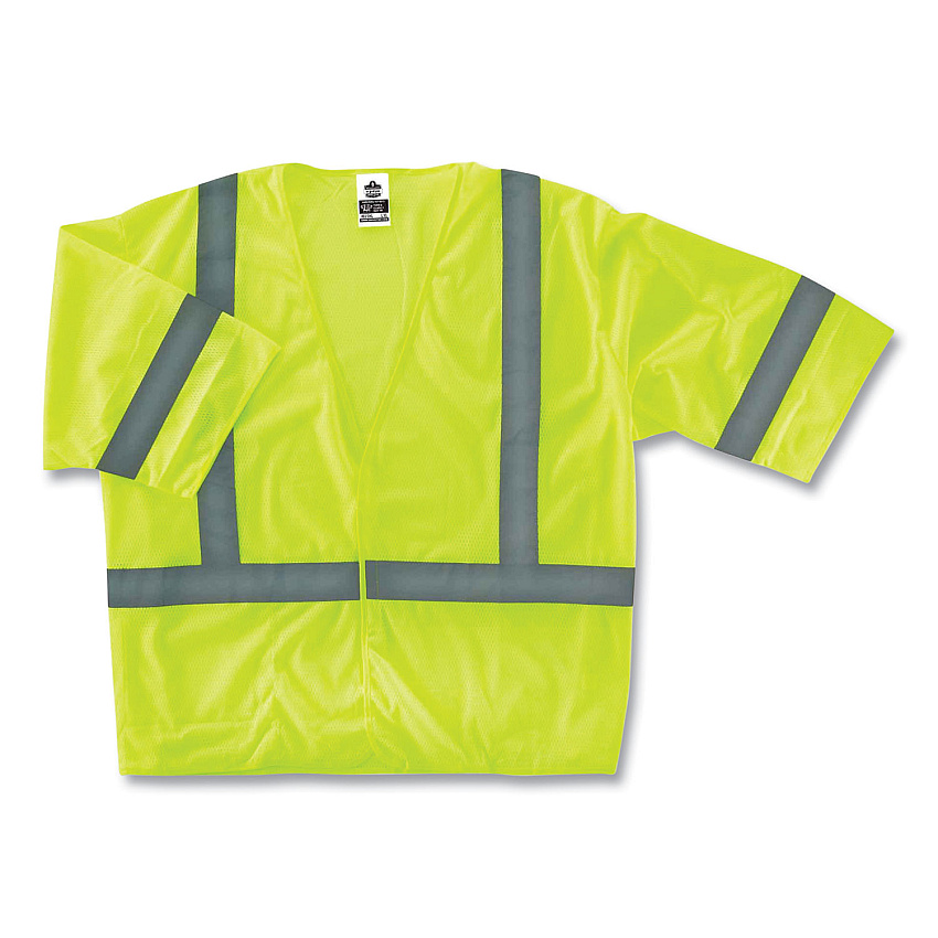 ergodyne GloWear 8310HL Class 3 Economy Hook and Loop Vest, Polyester, 4X-Large/5X-Large, Lime (EGO22029)
