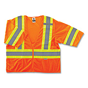 ergodyne GloWear 8330Z Class 3 Two-Tone Zipper Vest, Polyester, Largel/X-Large, Orange (EGO22175)