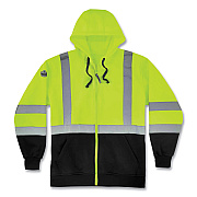 ergodyne GloWear 8372 ZipUp HiVis Class 3 Zip Hooded Sweatshirt with Black Bottom, Polar Fleece, Lime, 2X-Large (EGO21846)