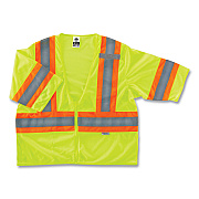 ergodyne GloWear 8330Z Class 3 Two-Tone Zipper Vest, Polyester, Small/Medium, Lime (EGO22183)
