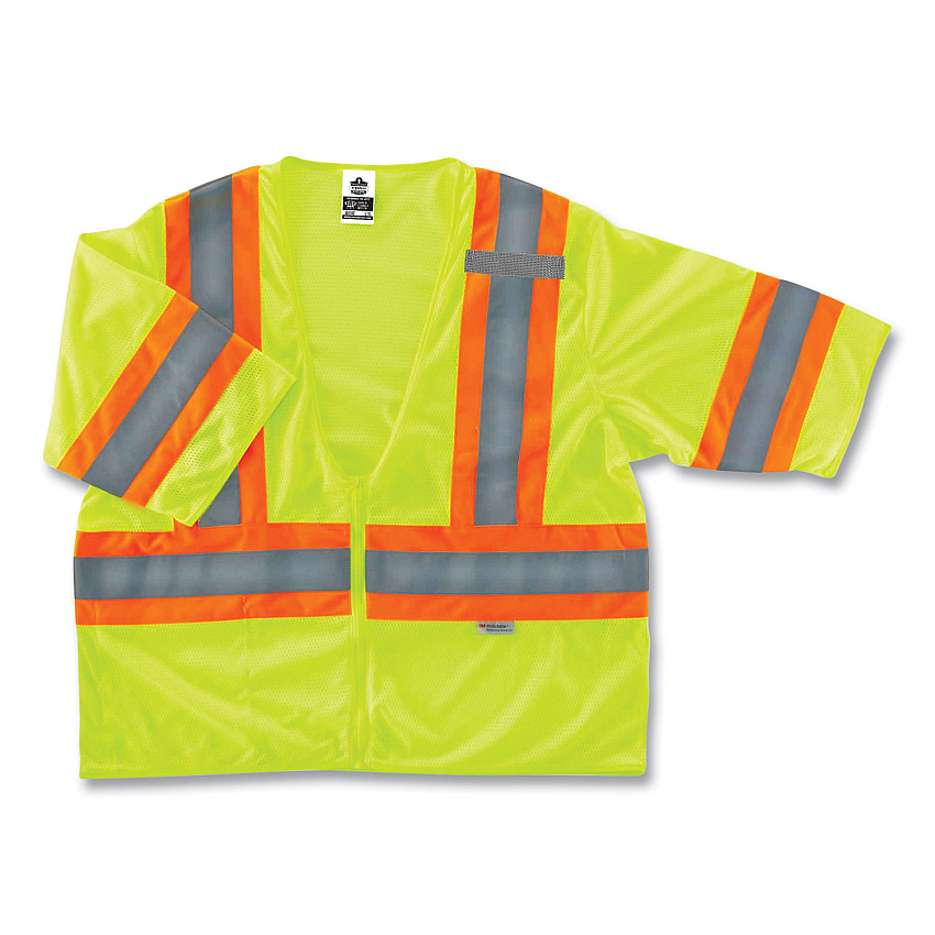 ergodyne GloWear 8330Z Class 3 Two-Tone Zipper Vest, Polyester, Small/Medium, Lime (EGO22183)
