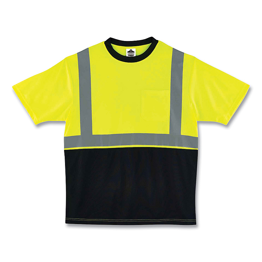 ergodyne GloWear 8289BK Class 2 Hi-Vis T-Shirt with Black Bottom, 5X-Large, Lime (EGO22509)