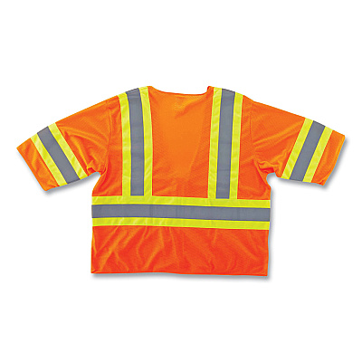 ergodyne GloWear 8330Z Class 3 Two-Tone Zipper Vest, Polyester, 4X-Large/5X-Large, Orange (EGO22179)