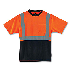 ergodyne GloWear 8289BK Class 2 Hi-Vis T-Shirt with Black Bottom, Medium, Orange (EGO22513)