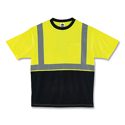 ergodyne GloWear 8289BK Class 2 Hi-Vis T-Shirt with Black Bottom, 3X-Large, Lime (EGO22507)