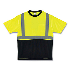 ergodyne GloWear 8289BK Class 2 Hi-Vis T-Shirt with Black Bottom, Small, Lime (EGO22502)