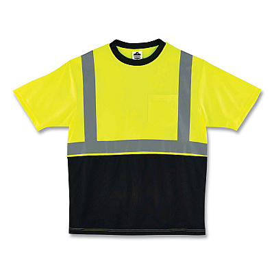 ergodyne GloWear 8289BK Class 2 Hi-Vis T-Shirt with Black Bottom, Small, Lime (EGO22502)