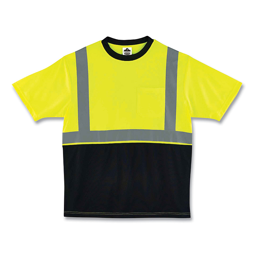 ergodyne GloWear 8289BK Class 2 Hi-Vis T-Shirt with Black Bottom, Small, Lime (EGO22502)