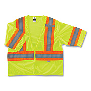 ergodyne GloWear 8330Z Class 3 Two-Tone Zipper Vest, Polyester, 4X-Large/5X-Large, Lime (EGO22189)