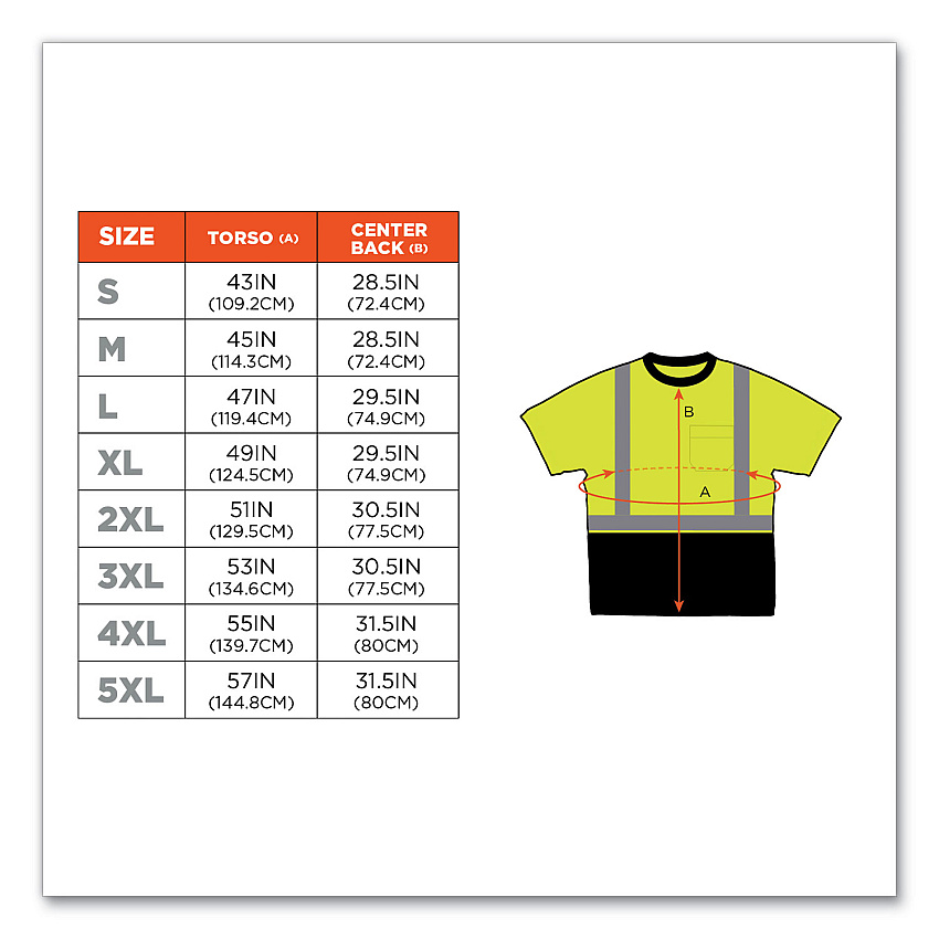ergodyne GloWear 8289BK Class 2 Hi-Vis T-Shirt with Black Bottom, X-Large, Lime (EGO22505)