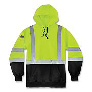 ergodyne GloWear 8373 Hi-Vis Class 3 Hooded Sweatshirt with Black Bottom, Polar Fleece, Lime, Large (EGO21884)