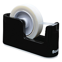 Scotch Heavy Duty Weighted Desktop Tape Dispenser with One Roll of Tape, 3" Core, ABS, Black (MMMC24)