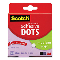 Scotch Mounting Adhesive Dots, 0.3" dia, Transparent, 300/Pack (MMM70005077485)