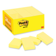 Post-it Notes Original Pads in Canary Yellow, Value Pack, 1.38" x 1.88", 100 Sheets/Pad, 24 Pads/Pack (65324VAD)
