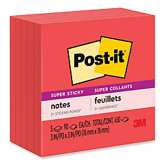 Post-it Notes Super Sticky Self-Stick Notes, 3" x 3", Saffron Red, 90 Sheets/Pad, 5 Pads/Pack (MMM6545SSRR)
