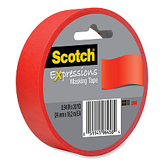 Scotch Expressions Masking Tape, 3" Core, 0.94" x 20 yds, Primary Red (MMM3437PRD)