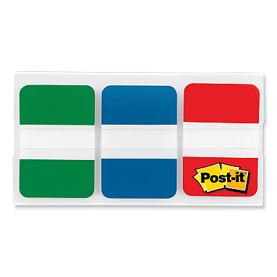 Post-it Tabs 1" Plain Solid Color Tabs, 1/5-Cut, Assorted Colors, 1" Wide, 66/Pack (MMM686GBR)