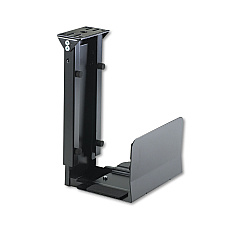 Safco Ergo-Comfort Fixed-Mount Under Desk CPU Holder, Supports 60 lb, 7w x 9.5d x 14h, Black (SAF2176)