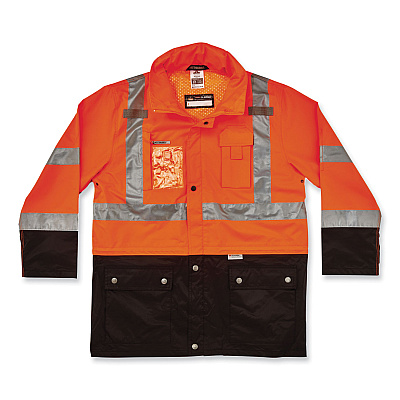ergodyne GloWear 8386 Class 3 Hi-Vis Outer Shell Jacket, Polyester, 3X-Large, Orange (EGO25467)