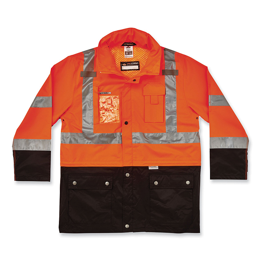 ergodyne GloWear 8386 Class 3 Hi-Vis Outer Shell Jacket, Polyester, 3X-Large, Orange (EGO25467)