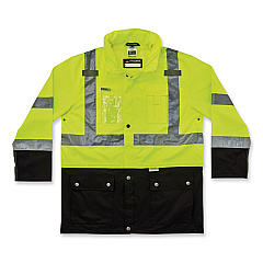 ergodyne GloWear 8386 Class 3 Hi-Vis Outer Shell Jacket, Polyester, 2X-Large, Lime (EGO25376)