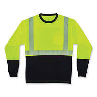 ergodyne GloWear 8281BK Class 2 Long Sleeve Shirt with Black Bottom, Polyester, 4X-Large, Lime (EGO22638)