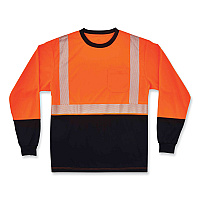 ergodyne GloWear 8281BK Class 2 Long Sleeve Shirt with Black Bottom, Polyester, Medium, Orange (EGO22683)