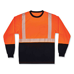 ergodyne GloWear 8281BK Class 2 Long Sleeve Shirt with Black Bottom, Polyester, Medium, Orange (EGO22683)