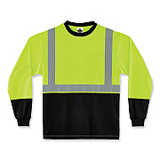ergodyne GloWear 8291BK Type R Class 2 Black Front Long Sleeve T-Shirt, Polyester, 3X-Large, Lime (EGO22707)