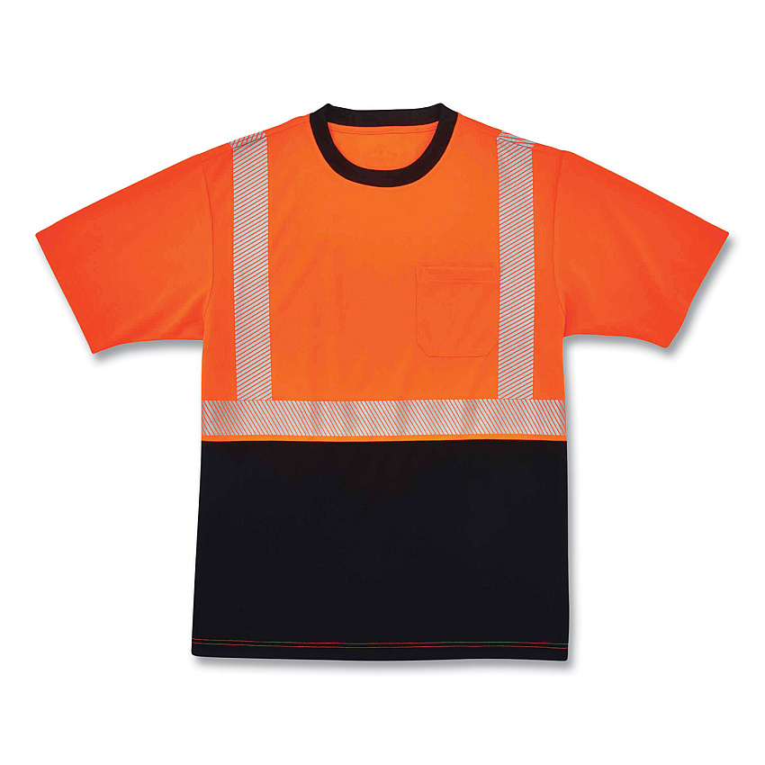 ergodyne GloWear 8280BK Class 2 Performance T-Shirt with Black Bottom, Polyester, 4X-Large, Orange (EGO22588)