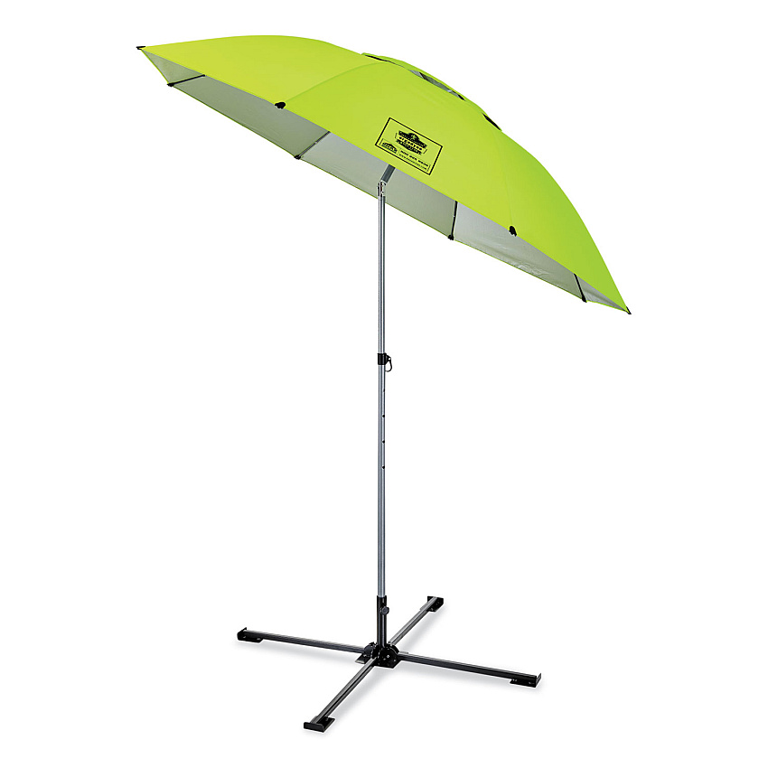 ergodyne Shax 6199 Lightweight Work Umbrella Stand Kit, 7.5 ft dia x 92" Tall, Polyester/Steel, Lime (EGO12969)