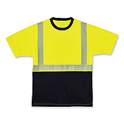 ergodyne GloWear 8280BK Class 2 Performance T-Shirt with Black Bottom, Polyester, 3X-Large, Lime (EGO22537)