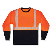 ergodyne GloWear 8281BK Class 2 Long Sleeve Shirt with Black Bottom, Polyester, 3X-Large, Orange (EGO22687)
